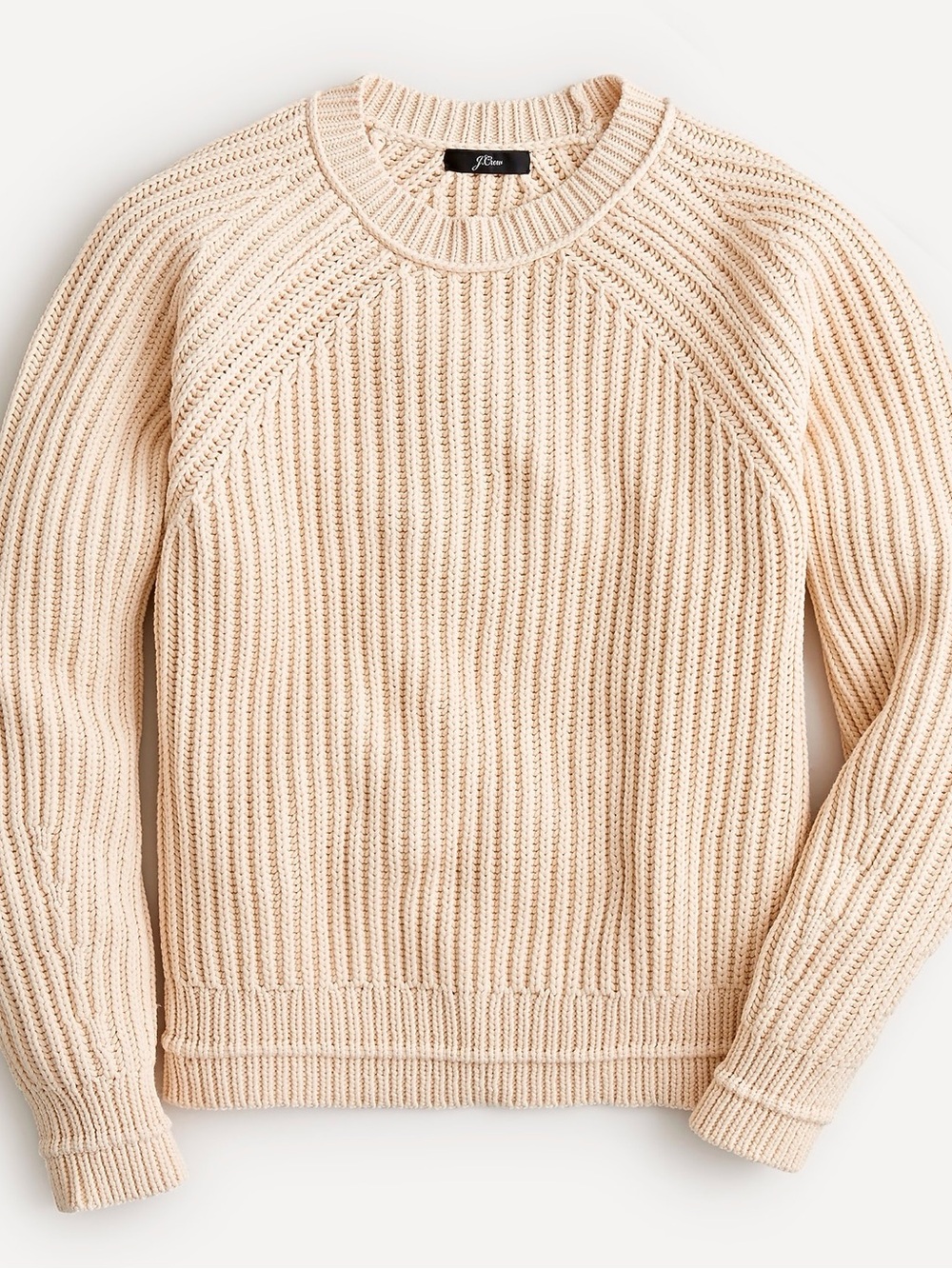 J.Crew cotton fisherman sweater, pinky beige